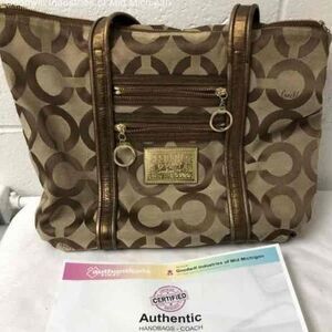 Coach Brown and Tan Tote Bag